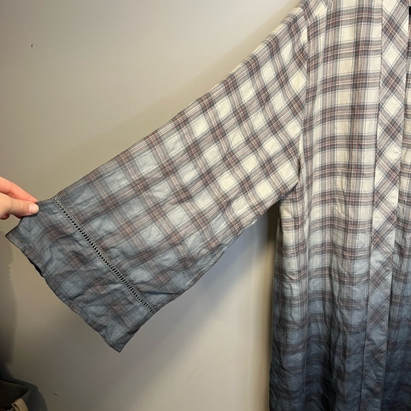 Maurices Plaid Dip Dye Ombré Kimono Duster 2X - Picture 10 of 13